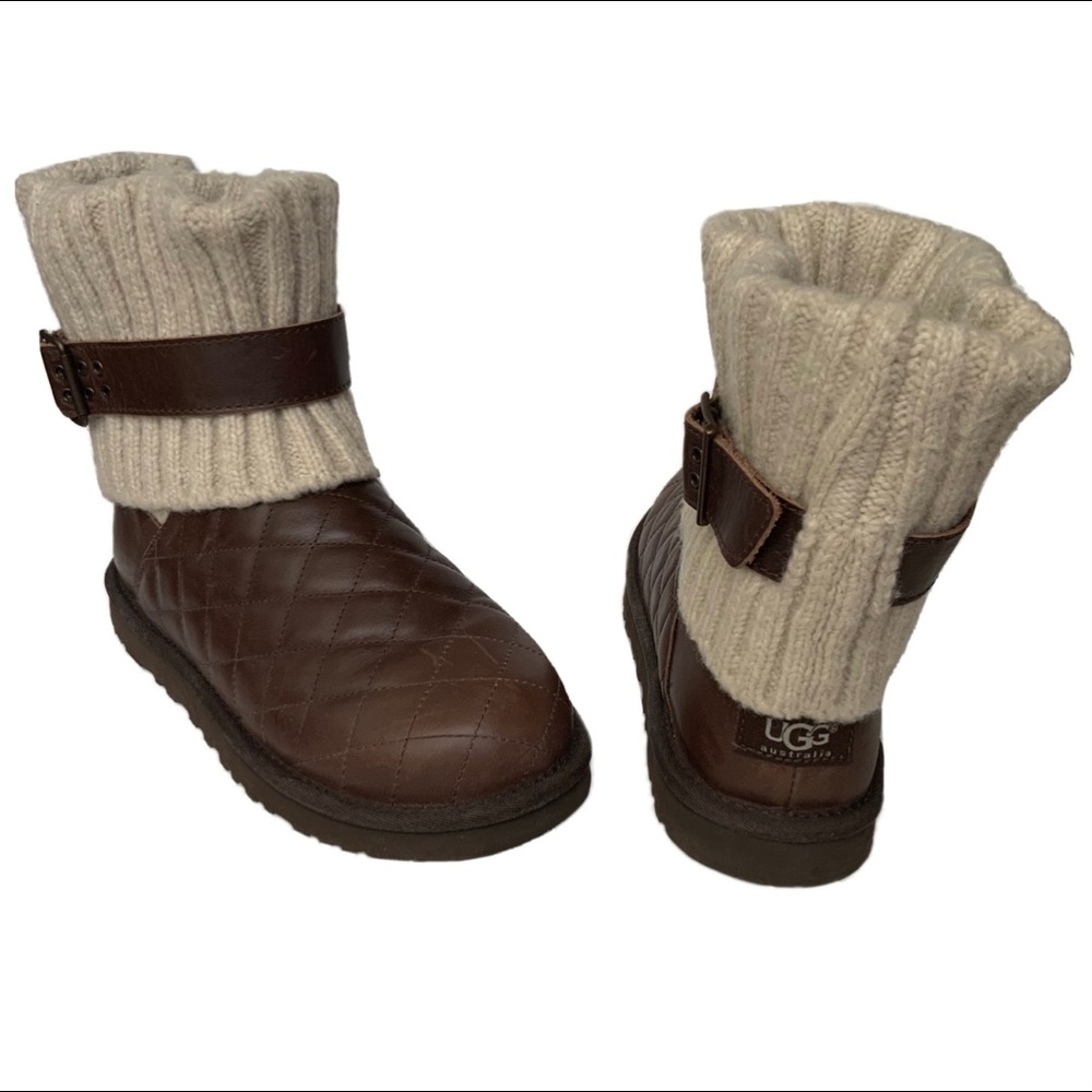 UGG Quilted Leather Pull-on Sweater Top Boot